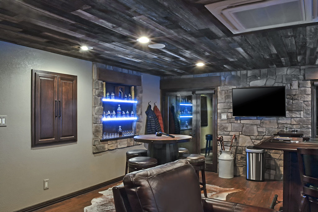 garage conversion to bar lounge